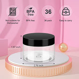 36 Pack 4 OZ Plastic Jars with Lids, BPA Free, Reusable, Refillable Transparent Cosmetic Containers for Bath Salts, Cosmetics, Powders, Beauty Product and Small Accessories