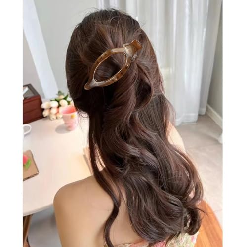 Flat Hair Clips for Women Lay Flat Hair Claw Clips for Thin Thick Hair 3Pcs French Concord Hair Clips Large Hair Clips Neutral Jaw Clips Hair Clamps Hair Accessories White Brown Black