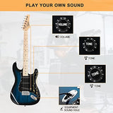 GLARRY Full Size Electric Guitar for Beginner with Amp and Accessories Pack Guitar Bag (Dark blue)