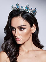 SWEETV Queen Crown for Women - Baroque Wedding Tiaras and Crowns, Jeweled Costume Tiara Princess Crown, Prom Birthday Party Halloween Hair Accessories,Blue