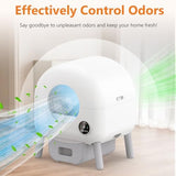 Self Cleaning Litter Box - 105L Automatic Litter Box for Multiple Cats, 1 Roll Trash Bags and Mat Included, App Control, Little-White