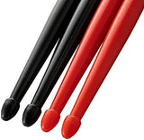 Nylon Drumsticks 2 pairs with ANTI-SLIP Handles for Drum,Exercise Plastic Drum Sticks,Attractive,Light and Durable Sticks for Drums,Musical Instrument Percussion Accessories (Black and Red)