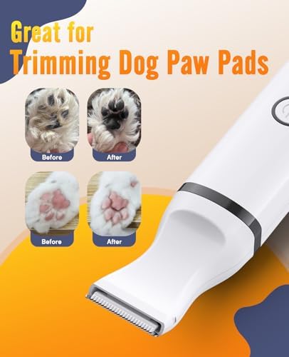 oneisall Pet Paw Trimmer,Corldless Quiet Dog Trimmer for Grooming with Double Blades,Low Noise 2 Speed Small Dog Grooming Clippers for Paws, Eyes, Ears, Face, Rump