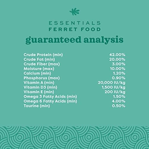 Essentials Ferret Food, Uniform Kibble, Vitamin & Mineral Rich Formula, Kibble for Ferrets, Small Animal Whole Body Support, 4 lb