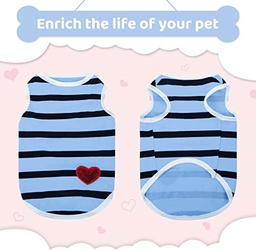 Pet Dog Striped T-Shirt Dogs Cats Cotton Vest Spring Summer Pet Apparel Tee Shirt Suitable for Small and Medium Large Pets French Bulldog Bichon
