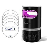 COKIT Indoor Insect Trap, Catch Insect with Suction, Bug Light and Sticky Glue, Catcher & Killer for Mosquito, Gnat, Moth, Fruit Flies, Non-Zapper Traps for Home (Adapter, Black+Grey)