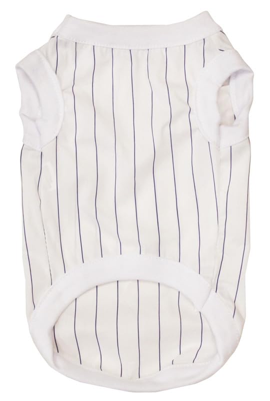 Petitebella Customized Baseball Jersey Puppy Dog Shirt (White/Blue Stripes, Small)