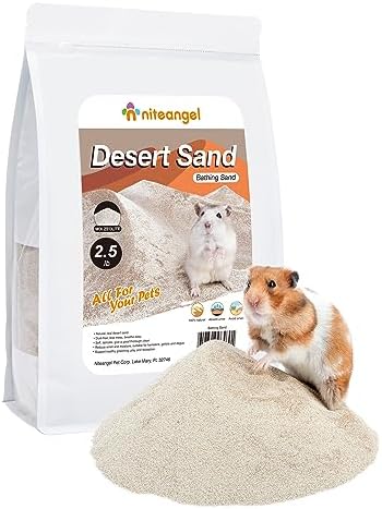 Niteangel Hamster Desert Bath Sand | No-Dust Bath or Potty Litter for Hamsters, Chinchillas, Gerbils, Mice, Degus and Other Small Pets (2.5LB, Desert Sand & Zeolite Particles)