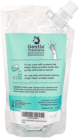 GENTLE CREATURES Magic Foam - Refill - Sulfate-Free, Waterless Shampoo Paw Cleaner for Dogs, Cats, Pets - Dry Shampoo, Foot Cleaner Brush - with Orange, Odor Control Wash - Good for Puppy