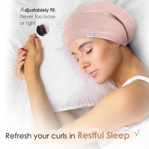 YANIBEST Slouchy Beanie Hat Satin Lined Sleep Cap Satin Bonnet Chemo Headwear Caps for Women and Men Pink
