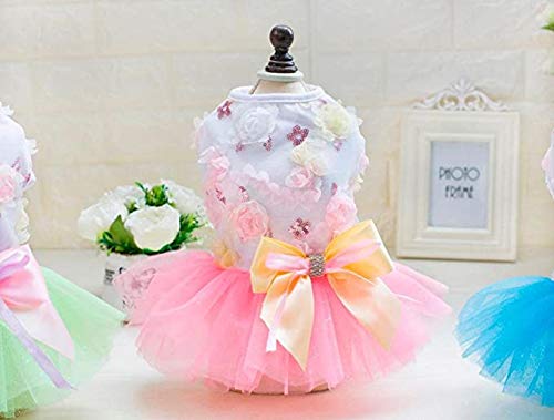 Small Dog Clothes for Girls Puppy Dresses Dachshund Tutu Dress Outfits Pink M