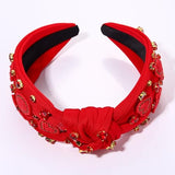Valentine's Day Headband for Women, Red Pink Rhinestone Heart Headbands, Knotted Headband, Valentine's Day Hair Accessories, Gifts (Red Heart F)