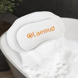 Bath Pillow Luxury Bathtub Pillow, Comfortable Bath Tub Pillows for Tub Head Neck Back Support, Shower Pillows for Tub, Bath Tub Pillow Headrest with Strong Suction Cups, Spa Accessories-White