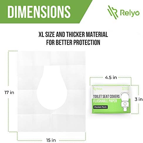 Toilet Seat Covers Paper Flushable (50 Pack) - XL for Adults and Kids Potty Training, 100% Biodegradable Travel Accessories Public Restrooms, Airplane, Camping