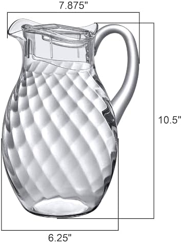 Amazing Abby - Bubbly Whirly Grand - Plastic Pitcher (96 oz, 3 Quart), Clear Water Pitcher with Lid, Fridge Jug, BPA-Free, Shatter-Proof, Great for Iced Tea, Sangria, Lemonade, Juice, Milk, and More