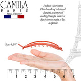 Camila Paris CP3121 French Hair Barrette Clip, Flexible Ponytail Holder No Metal Parts, Strong Hold Grip Hair Clips for Women, No Slip and Durable Styling Girls Hair Accessories, Made in France