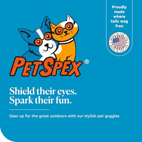 PetSpex® Dog and Cat Sunglasses, Pet Goggles with UV Protection, Windproof Water Resistant Pet Glasses with Adjustable Head and Chin Straps for Outdoor Adventures, Small, Black