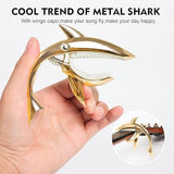Guitar Capo Shark Guitar Capo Acoustic Capo Electric Guitars Capo Premium Zinc Alloy Guitar Accessories Ukulele Mandolin Banjo Bass (Gold with 6 Picks)