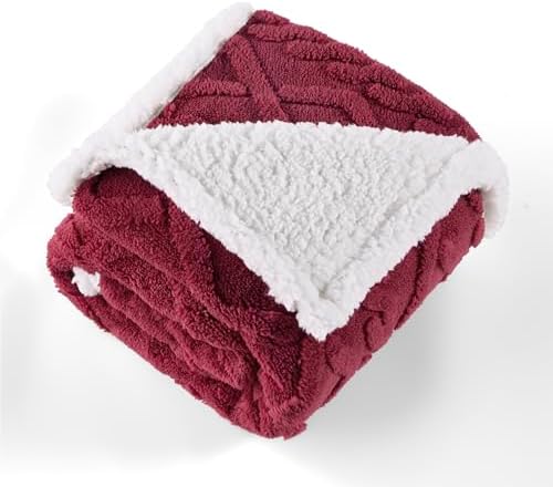 Bedsure Waterproof Dog Blankets for Medium Dogs - Pet Blanket for Couch Protector Washable, Premium Jacquard Coral Fleece Cat Throw Blanket, Soft Reversible Furniture Protection, 30"x40", Burgundy