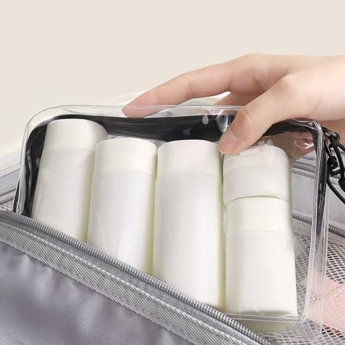Suteng Travel Bottles for Toiletries, TSA Approved 5 Pack Travel Size Containers, Leak Proof Refillable Travel Accessories for Shampoo Conditioner, Portable Travel Bottles with Clear Toiletry Bag