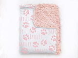 Squishy Cheeks Personalized Dog Pink Paw Print Blanket with Pets Name