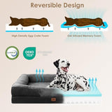 EHEYCIGA Memory Foam XL Dog Bed for XLarge Sized Dog, Extra Large Orthopedic Dog Sofa with Sides and Waterproof Liner, Washable Bolster Pet Bed Couch with Removable Cover, 42x30x7.5 Inch, Grey/Black