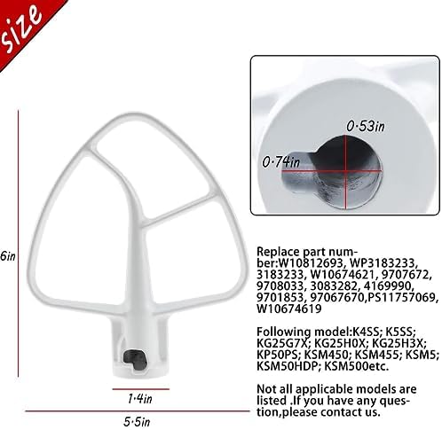 Attachments Accessories fit for Kitchenaid 4.5 QT Stand Mixer K45WW Wire Whip K45DH Dough Hook K45B Coated Flat Blade Paddle K45 K4SS K45SS KSM75 KSM90 KSM95 KSM100 KSM103 KSM110 KSM150PS prime&swift