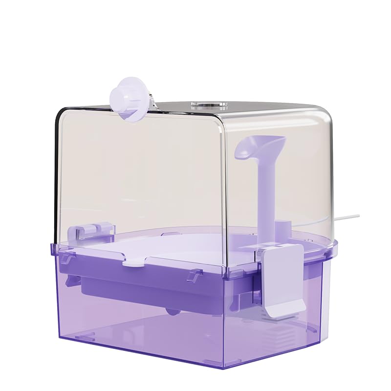 YOOSO WING Automatic Bird Baths for Cage – Indoor Parakeet Bath with Pump, Bird Shower with 2 Modes Running Water, Bird Cage Accessory for Pet Birds Conure Budgies Cockatiels Lovebird (Purple)
