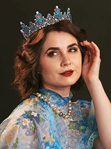 SWEETV Queen Crown for Women - Baroque Wedding Tiaras and Crowns, Jeweled Costume Tiara Princess Crown, Prom Birthday Party Halloween Hair Accessories,Blue