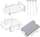 Dual Zone Air Fryer Accessories, 2pcs Air Fryer Rack with 2pcs Reusable Silicone Air Fryer Liners Compatible with Ninja Foodi Air Fryer DZ201, DZ401,4pcs Double Basket Air Fryer Accessories