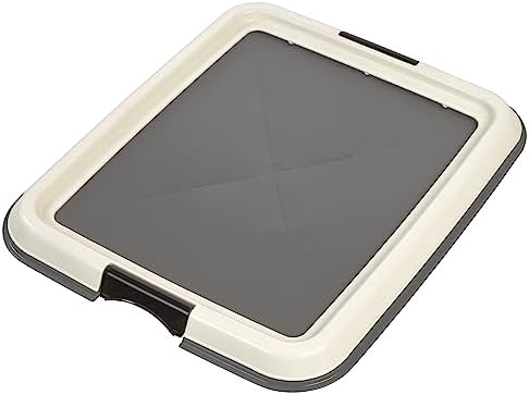 IRIS USA Pee Pad Holder, Small Puppy Pad Holder, Secured Latches, Non-Skid Rubber Feet, High Polish Finish for Easy Cleaning, Leak Protection Indoor Potty Tray, Fits 14"x17" Pad or Larger, Dark Gray