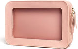 LETGO Clear Makeup Bags, TSA Approved Toiletry Bag with Zipper, Clear Makeup Organizer Fit Carry-on Travel Car Accessories Essentials,Portable Travel Pouch for Women Men (Pink)