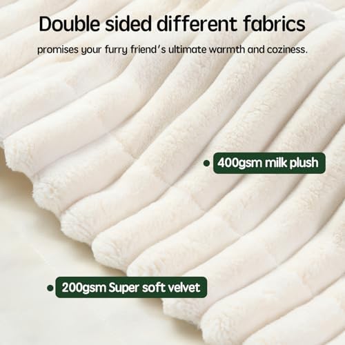 BALANCE Waterproof Blanket Winter White Dog Blanket for Small Dogs, Washable Double Sided Pet Blankets with Milk Plush and Super Soft Velvet, Pee Proof Calming Dog Blankets for Couch Protection