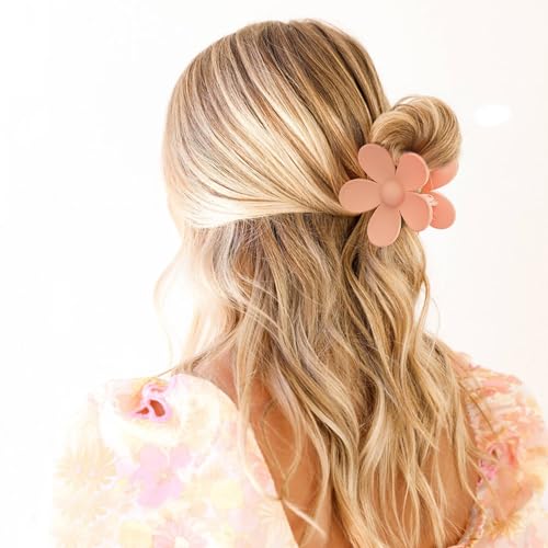 Flower Hair Clips 8PCS, Large Claw Clips for Women Girls Thick Thin Hair, Strong Hold Nonslip Big Dasiy Jaw Clamps Matte Hair Accessories 8 Colors