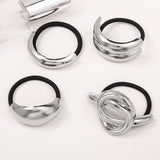 Hair Ties for Women, Sliver Metal Hair Cuffs Hair Accessories Elastic Hair Ties Ponytail Cuff Hair Bands for Both Thick Hair and Thin Hair