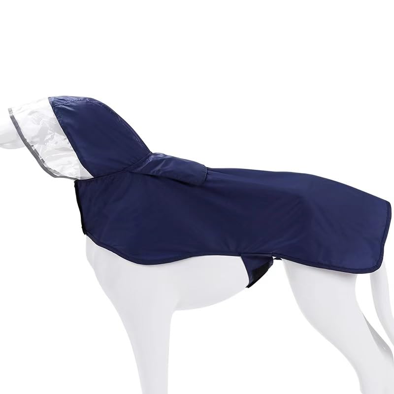 Pet Raincoat Packable Hooded Dog Rain Jacket Reflective Strips Lightweight Adjustable Poncho for Small Medium Large Dogs Blue XXXL