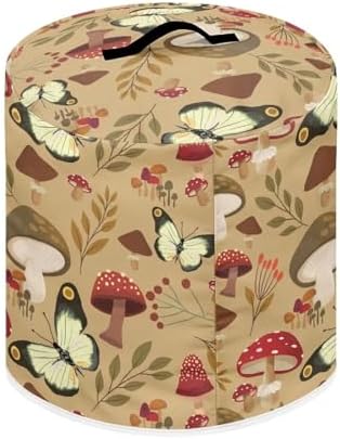 Mushroom Butterfly Pressure Cooker Cover for 8 Quart Instant Pot and Air Fryer Accessories, Stain Resistant Washable Round Protective Cover Electric Appliance Cover with Front Pocket