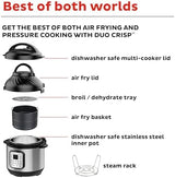 Instant Pot Duo Crisp 11-in-1 Air Fryer and Electric Pressure Cooker Combo with Multicooker Lids that Fries, Steams, Slow Cooks, Dehydrates,Free App With Over 800 Recipes, Black/Stainless Steel, 8QT