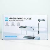 ARTDOT 10X Magnifying Glass with Light and Stand, 144 LEDs Desk Lamp with 5 Color Temperatures and 9 Levels Adjustable Brightness for Diamond Painting Accessories Crafts Reading Hobbies Close Work