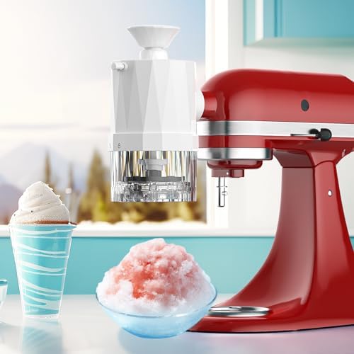 GVODE Shaved Ice Attachment for KitchenAid Stand Mixer, Snow Cone Shaved Ice Machine with Coarse and Fine Blades,8 Ice Cube Molds,Accessories and Attachments for Kitchen Aid