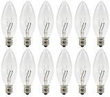 CREATIVE HOBBIES Replacement Light Bulbs for Electric Candle Lamps, Window Candles, & Chandeliers - 7 Watt Candelabra (E12), Clear, Steady Burning, 120v 7w Bulb - Pack of 12