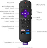 Roku Voice Remote Pro | Rechargeable TV Remote Control with Hands-free Voice Controls, Headphone Mode & Lost Remote Finder - Replacement Remote Compatible with Roku TV, Roku Players, & Roku Audio