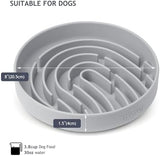 Coomazy Large Silicone Slow Feeder Dog Bowls, Interactive Puzzle Toy for Pets Food Training, Keeps Dogs Busy, Prevents Puppy Overeating (Smoke Gray, Large: 3.2Cup)