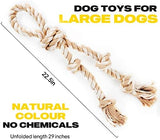 Fida Dog Rope Toys for Aggressive Chewers,Large Dog Toy Designed for Tug of War, Tough Dog Rope Toy Indestructible Made of Undyed Natural Cotton, 29" Large Dog Toys with 3 Big Knots and a Handle