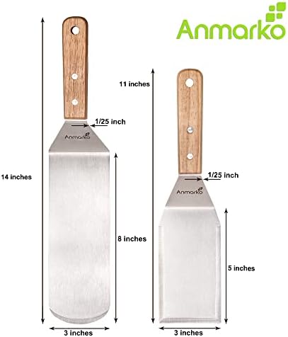Professional Metal Spatula Set - Stainless Steel Spatula and Griddle Scraper - Heavy Spatula Griddle Accessories Great for Cast Iron Griddle BBQ Flat Top Grill - Commercial Grade