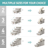 Dog Stair for Small Dogs with Storage, Foldable Pet Stairs for Medium or Puppy Dogs and Older Cats, Dog Steps for Bed or Couch with Soft Cover, 33x13x17.7 inch, 4 Tiers, Leopard