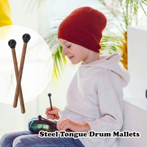 4PCS Steel Tongue Drum Mallets, 6.5in Rubber Percussion Mallets, Drum & Percussion Accessories for Child Drummers and Practitioners