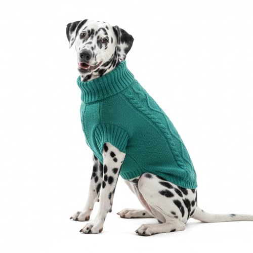 LUVMOJO Knit Dog Sweater, Warm Turtleneck Pullover Winter Sweaters for Small, Medium & Large Dogs, Cute Knitted Pet Clothes for Puppy, Holiday Costume for Boy & Girl Bulldog, Pitbull Outfit,Green XXL