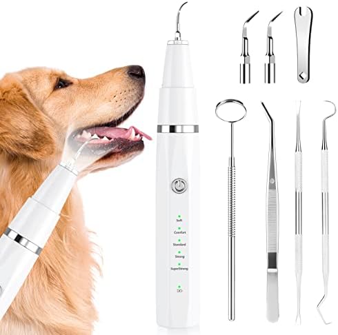 Dog Plaque Remover for Teeth，Pet Ultrasonic Tooth Cleaner，Teeth Cleaning Kit -Tartar Remover for Teeth Stains for Dogs and Cats (White)