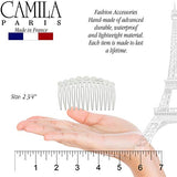 Camila Paris CP2900/2 French Hair Side Comb Small Rounded, White French Twist Hair Combs Decorative, Strong Hold Hair Clips for Women Bun Chignon Up-Do Styling Girls Hair Accessories, Made in France